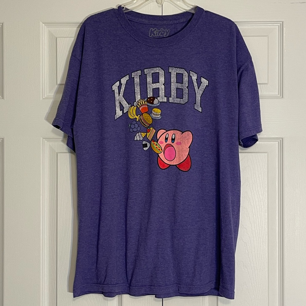 3 for $18 ‼️ Kirby Nintendo Snack Time Heather Purple Short Sleeve T-Shirt